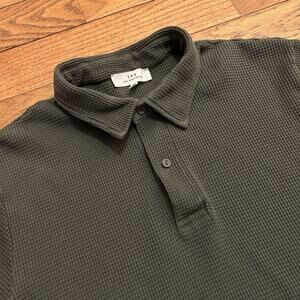 Save Khaki United SKU Waffle Knit Polo Button Up Shirt Large